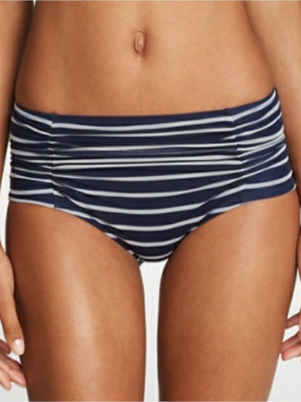 J. Crew (M) Retro French Tulle Swim Bikini Bottom Navy and White Striped